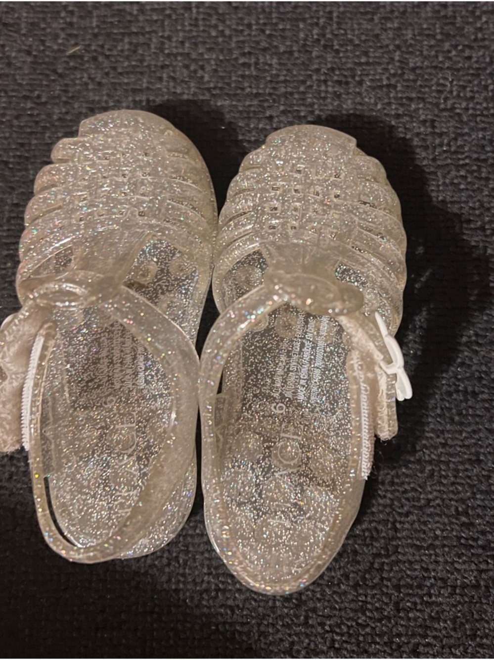 Sparkle Clear Jelly Sandals for Kids - Glitter Silver
